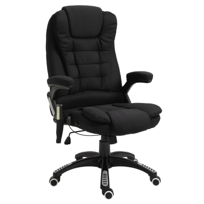 Vinsetto Reclining Massage Office Chair, Executive Office Chair with High Back, Swivel Wheels, Black