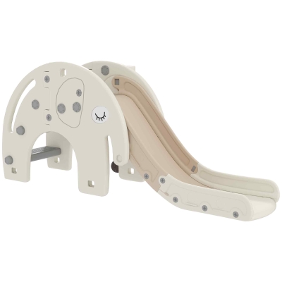 Qaba 3 in 1 Toddler Slide with Basketball Hoop, Climber, for 1-3 Years Old, Elephant-themed