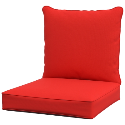 Outsunny Patio Chair Cushions, Thick Deep Seat Outdoor Seat Cushion with Back Cushion, Red