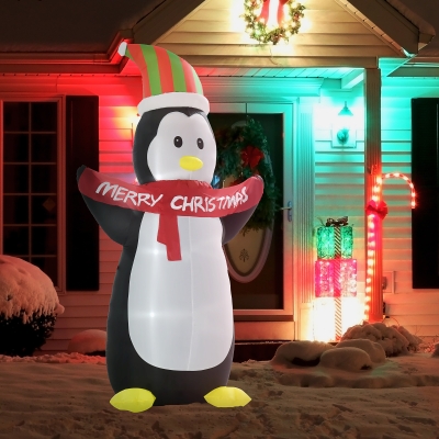 HOMCOM 8'  Christmas Inflatable Penguin LED Lights Indoor Outdoor Decoration