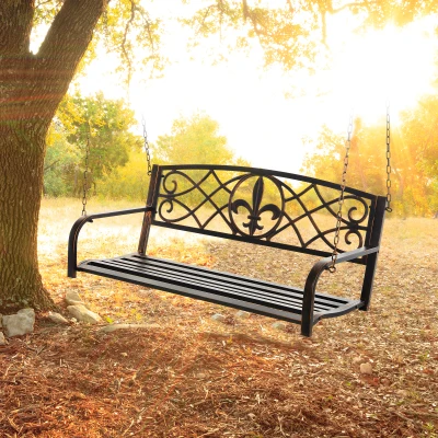 Outsunny 2-Person Steel Porch Swing, 528 LBS Capacity, Bronze