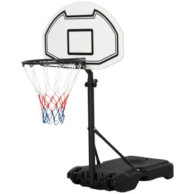 HOMCOM 51"-64" Height Adjustable Basketball System Poolside Hoop Stand Portable with Wheels