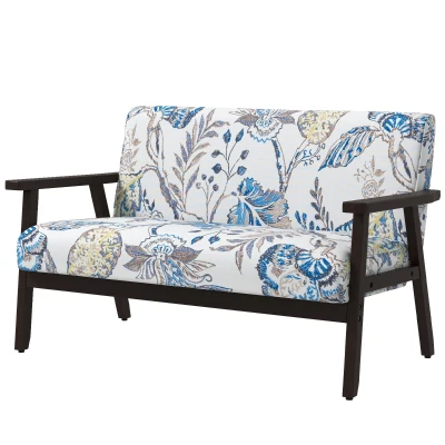 HOMCOM Compact Loveseat Sofa Couch Linen Fabric Double Seat Sofa with Rubber Wood Legs Multicolour