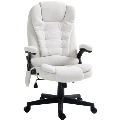 Vinsetto Reclining Massage Office Chair, Executive Office Chair with High Back, Swivel Wheels, White