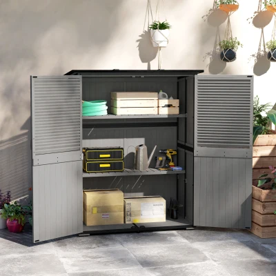 Garden Storage Shed 55.1" W x 29.1" D x 65.7"/68.1" H Gray