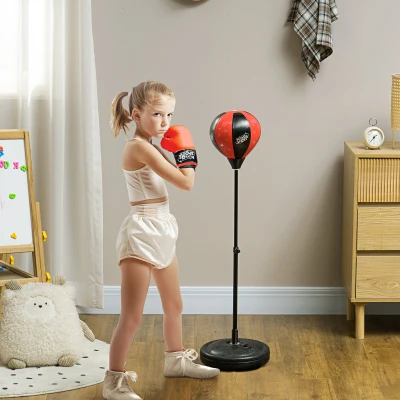 Kids Boxing Punchbag Set 10.2"Dia x 26.8"-40.2"H Red