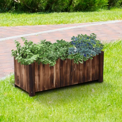 Outsunny 48" Raised Garden Bed, Wooden Planter Box, Natural Wood