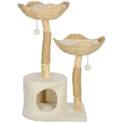 PawHut 37" Modern Cat Tree with Condo, Scratching Posts, Toys