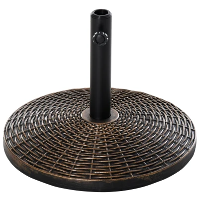Outsunny 55 lbs Patio Umbrella Base 21" Heavy Duty HDPE & Cement Parasol Umbrella Stand Holder with Rattan Design for Patio, Outdoor, Backyard, Bronze