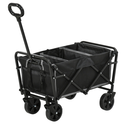 Outsunny Heavy Duty Collapsible Wagon, All-Terrain Garden Cart