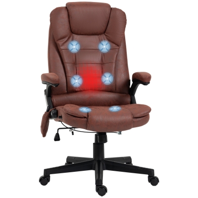 HOMCOM Red Microfiber Massage Office Chair with Heat & Recline