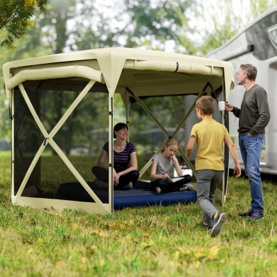 Pop Up Canopy 135.8" L x 135.8" W x 82.7" H Beige