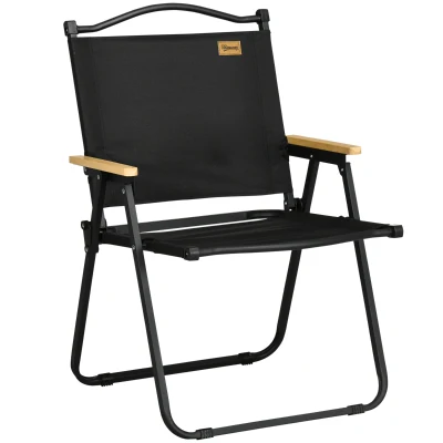Outsunny Camping Chair, Lightweight Folding Chair, Portable Armchair, Excellent for Festivals, Fishing, Black