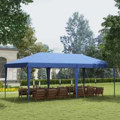 Outsunny 10' x 20' Pop Up Party Tent Canopy, Blue
