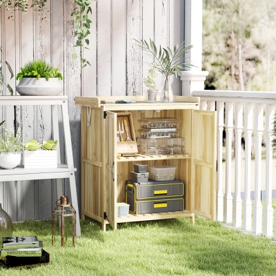 Garden Storage Shed 29.1" W x 16.9" D x 34.6" H Natural Wood