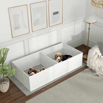 PawHut Whelping Box for Dogs w/ Adjustable, Removable Door, for Small Medium Dogs, 77" x 38", White