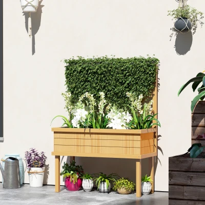 Raised Planter 41.25" W x 17.75" D x 55" H Natural Wood