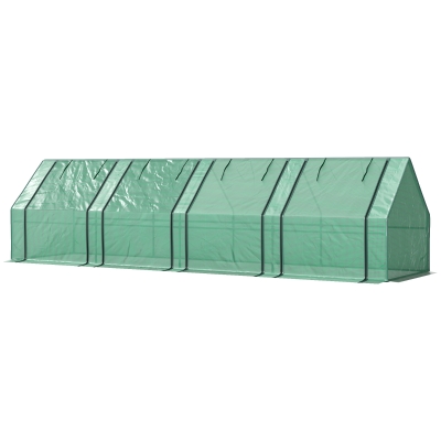 Outsunny Portable Mini Greenhouse Tunnel Growing Tent Plants Flower Warm House w/ Zippered Roll-up Doors, Green