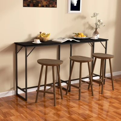 HOMCOM 70" Bar Table with Charging Station, Industrial Black