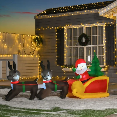 HOMCOM 7ft Inflatable Santa with Sleigh, Outdoor Decoration