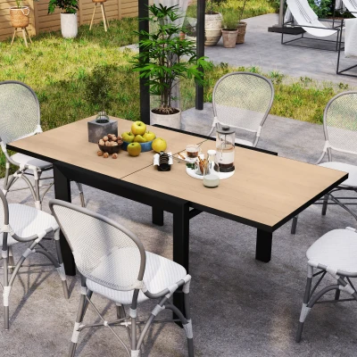 Outsunny Expandable Outdoor Dining Table 35.5"-71", Natural