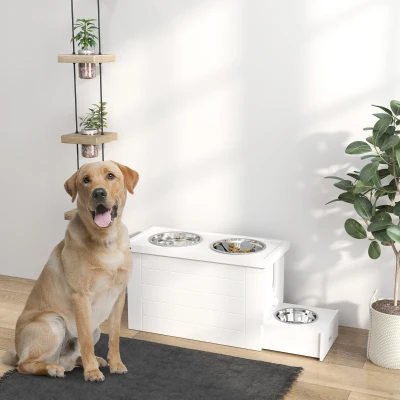 Pet Feeder 23.6" W x 11.8" D x 13.8" H White