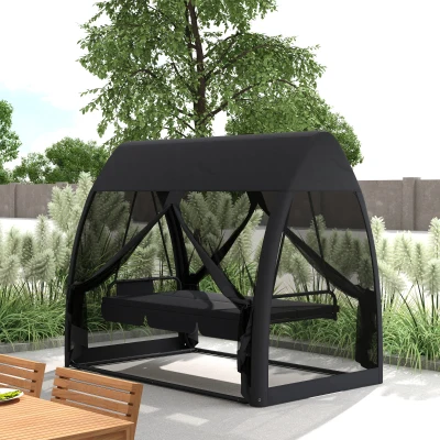 Outsunny 3-Seat Outdoor Swing Chair with Canopy, Gray