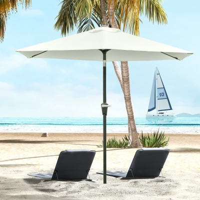 Outsunny Patio Sun Umbrella, Outdoor Parasol with 6 Ribs, Cream White