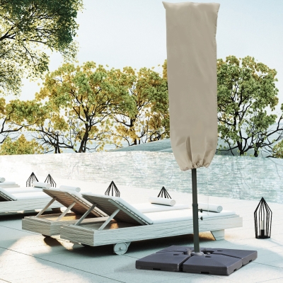 Outsunny Garden Parasol Cover, Outdoor Cantilever Umbrella Cover with Zipper, Khaki
