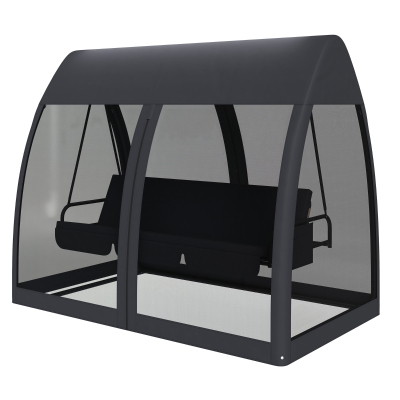 Outsunny 3-Seat Outdoor Swing Chair with Canopy, Gray