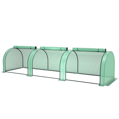 Outsunny Mini Tunnel Greenhouse with PE Cover Garden Green Grow Shed with Steel Frame Zipped Doors, Green