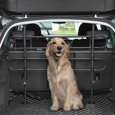 PawHut Adjustable Pet Car Barrier for SUVs, Vehicles, Vans, Back Seat Dog Fence Guard for Safety Car Travel, Black