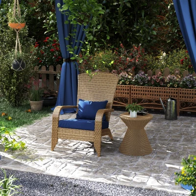 Outsunny Adirondack Chair, Rattan Wicker, Dark Blue