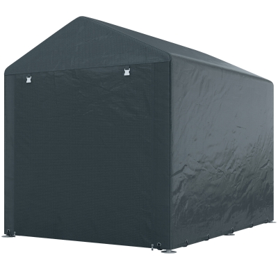 Outsunny Portable Bicycle Shed with Galvanised Steel Frame and Large Door, Waterproof Outdoor Shed for Garden Tools, Dark Grey