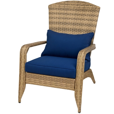 Outsunny Adirondack Chair, Rattan Wicker, Dark Blue