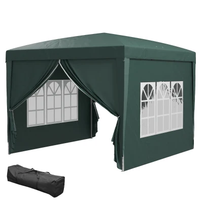 Outsunny 9.7'x9.7' Outdoor Pop Up Party Tent Wedding Gazebo Canopy with Carrying Bag (Green)