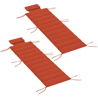 Outsunny 2PCs Patio Chaise Lounge Cushions, Foldable Lounge Chair Cushion, UPF50+ 230gsm Olefin, 80" x 26", Wine Red