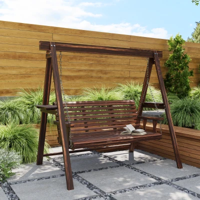 Swing Bench 78" W x 47.2" D x 67.3" H Brown