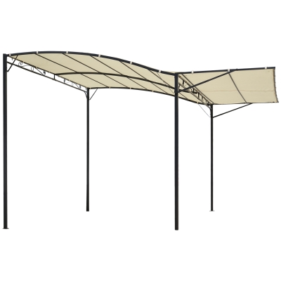 Outsunny 10x8ft Patio Metal Gazebo with Extendable Side Awning Outdoor Shelter Garden Sun Shade Canopy Deck Door Window Awning Cream White