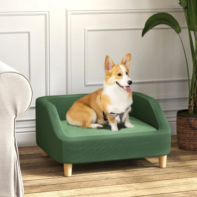 PawHut Pet Sofa Dog Bed, Washable Cushion, Dark Green