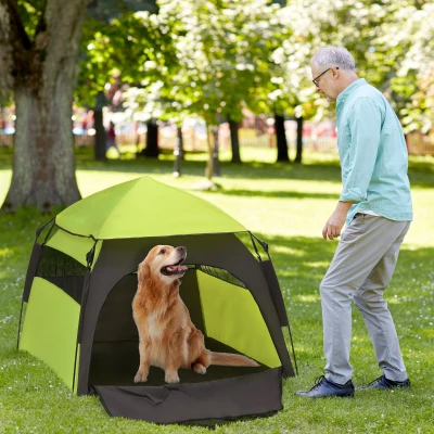 PawHut Pop Up Dog Tent, Portable for Large Dogs, Green