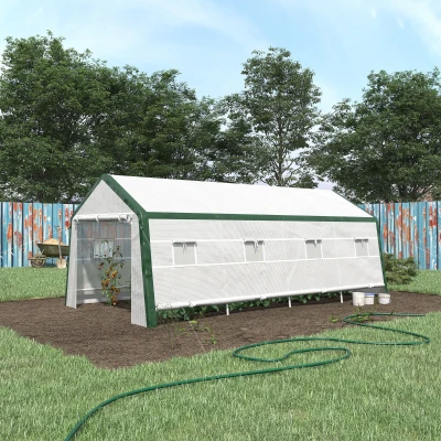 Outsunny 19.7' x 10' Outdoor Walk-in Greenhouse, Heavy Duty White