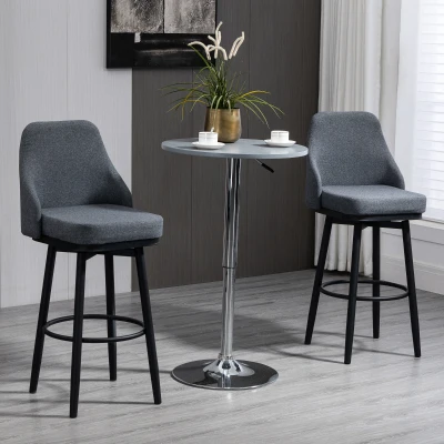 HOMCOM Modern Swivel Bar Stools, Set of 2, Dark Grey
