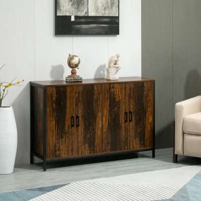 HOMCOM Industrial Sideboard Cabinet with Doors, Rustic Brown