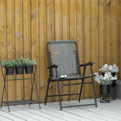 Outsunny Portable Folding Chair, Outdoor Bungee Sling, Gray
