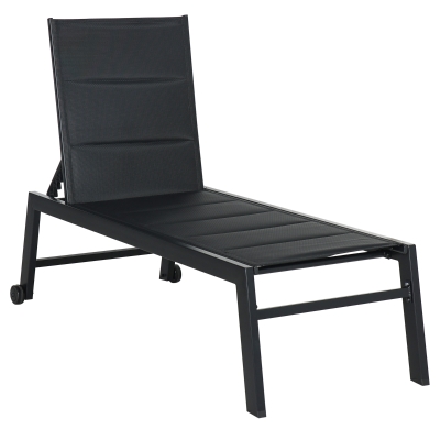 Outsunny Outdoor Chaise Lounge, 5-Position Recliner, Black