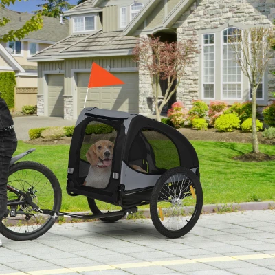 Aosom Dog Bike Trailer, Black Pet Stroller for Medium Dogs