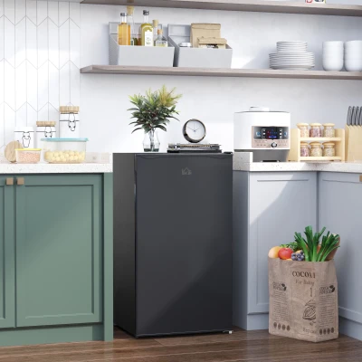 HOMCOM 3.2 Cu.Ft Mini Fridge with Freezer, Adjustable Thermostat, Black