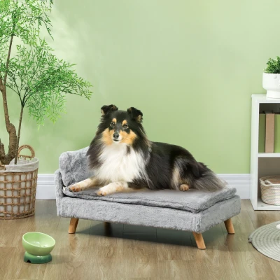 PawHut Dog & Cat Couch, Foam Cushion, Washable Covers, Light Gray