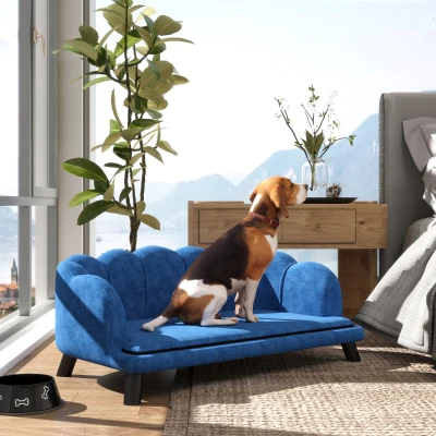 PawHut Pearl Pet Sofa for Medium/Large Dogs, Dark Blue